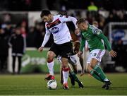 24 February 2020; Patrick Hoban of Dundalk in action against Beineón O'Brien Whitmarsh of Cork City during the SSE Airtricity League Premier Division match between Dundalk and Cork City at Oriel Park in Dundalk, Louth. Photo by Seb Daly/Sportsfile