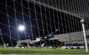 24 February 2020; Jordan Flores of Dundalk, bottom left, turns to celebrate as he scores his side's third goal past Liam Bossin of Cork City during the SSE Airtricity League Premier Division match between Dundalk and Cork City at Oriel Park in Dundalk, Louth. Photo by Seb Daly/Sportsfile