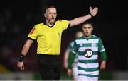 22 February 2020; Referee Alan Patchell during the SSE Airtricity League First Division match between Longford Town and Shamrock Rovers II at Bishopsgate in Longford. Photo by Stephen McCarthy/Sportsfile