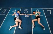 25 February 2020; Marcus Lawler of St. L. O'Toole AC, Carlow, left, and Ciara Neville of Emerald AC, Limerick, during the Irish Life Health National Senior Indoor Championships Launch 2020 at National Indoor Arena on the Sport Ireland National Sports Campus in Abbotstown, Dublin. Photo by David Fitzgerald/Sportsfile