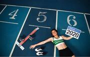 25 February 2020; Ciara Neville of Emerald AC, Limerick, during the Irish Life Health National Senior Indoor Championships Launch 2020 at National Indoor Arena on the Sport Ireland National Sports Campus in Abbotstown, Dublin. Photo by David Fitzgerald/Sportsfile