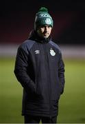 22 February 2020; Shamrock Rovers II physiotherapist Conor Sheils during the SSE Airtricity League First Division match between Longford Town and Shamrock Rovers II at Bishopsgate in Longford. Photo by Stephen McCarthy/Sportsfile