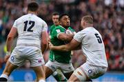 23 February 2020; Bundee Aki of Ireland is tackled by George Kruis of England during the Guinness Six Nations Rugby Championship match between England and Ireland at Twickenham Stadium in London, England. Photo by Brendan Moran/Sportsfile