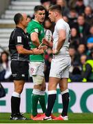 23 February 2020; Referee Jaco Peyper speaks to Owen Farrell of England during the Guinness Six Nations Rugby Championship match between England and Ireland at Twickenham Stadium in London, England. Photo by Brendan Moran/Sportsfile