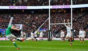 23 February 2020; Jonathan Sexton of Ireland kicks a conversion, which subsequently went wide, during the Guinness Six Nations Rugby Championship match between England and Ireland at Twickenham Stadium in London, England. Photo by Brendan Moran/Sportsfile
