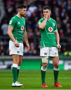 23 February 2020; Jonathan Sexton, right, and Ross Byrne of Ireland during the Guinness Six Nations Rugby Championship match between England and Ireland at Twickenham Stadium in London, England. Photo by Brendan Moran/Sportsfile