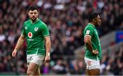 23 February 2020; Robbie Henshaw, left, anmd Bundee Aki of Ireland during the Guinness Six Nations Rugby Championship match between England and Ireland at Twickenham Stadium in London, England. Photo by Brendan Moran/Sportsfile