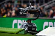 23 February 2020; A mobile TV camera is seen behind the goals during the Guinness Six Nations Rugby Championship match between England and Ireland at Twickenham Stadium in London, England. Photo by Brendan Moran/Sportsfile