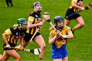 23 February 2020; Gretta Hickey of Clare is tackled by Ciara O'Shea of Kilkenny during the Littlewoods Ireland Camogie League Division 1 match between Kilkenny and Clare at UPMC Nowlan Park in Kilkenny. Photo by Ray McManus/Sportsfile