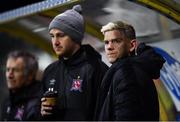 24 February 2020; Sean Murray, right, and Patrick McEleney of Dundalk ahead of the SSE Airtricity League Premier Division match between Dundalk and Cork City at Oriel Park in Dundalk, Louth. Photo by Ben McShane/Sportsfile