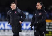 24 February 2020; Dundalk head coach Vinny Perth, left, and Cork City manager Neale Fenn ahead of the SSE Airtricity League Premier Division match between Dundalk and Cork City at Oriel Park in Dundalk, Louth. Photo by Ben McShane/Sportsfile