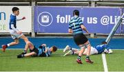 25 February 2020; Daniel McNulty of St Mary’s College scores his side's first try during the Bank of Ireland Leinster Schools Junior Cup Second Round match between St Vincent’s Castleknock College and St Mary’s College at Energia Park in Dublin. Photo by Daire Brennan/Sportsfile