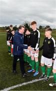 23 February 2020; John Earley, Chairman, SFAI, meeting the team prior to the U15 SFAI Subway National Championship Final match between Donegal and Cork SL at Mullingar Athletic FC in Gainestown, Co. Westmeath. Photo by Eóin Noonan/Sportsfile