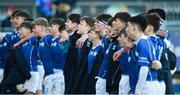 25 February 2020; Dejected St Mary's College players sing their school anthem after the Bank of Ireland Leinster Schools Junior Cup Second Round match between St Vincent’s Castleknock College and St Mary’s College at Energia Park in Dublin. Photo by Daire Brennan/Sportsfile