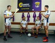 26 February 2020; Wexford players, from left, Rory O'Connor, Brian Malone, Eoin Porter and Lee Chin at the official announcement of Chadwicks’ naming rights partnership with Wexford GAA that sees the home of Wexford GAA renamed Chadwicks Wexford Park. Chadwicks is Ireland’s leading supplier of building materials, bathrooms, heating and home & garden products. Photo by Matt Browne/Sportsfile