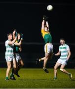 26 February 2020; Paul Walsh of Kerry wins a high ball ahead of Liam Kennedy of Limerick during the Munster GAA Football U20 Championship Semi-Final match between Limerick and Kerry at Mick Neville Park in Rathkeale, Limerick. Photo by Diarmuid Greene/Sportsfile