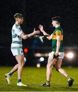 26 February 2020; Craig Carew of Limerick and Patrick Darcy of Kerry exchange a handshake after the Munster GAA Football U20 Championship Semi-Final match between Limerick and Kerry at Mick Neville Park in Rathkeale, Limerick. Photo by Diarmuid Greene/Sportsfile