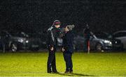 26 February 2020; Kerry manager John Sugrue is interviewed by Tim Moynihan of Radio Kerry after the Munster GAA Football U20 Championship Semi-Final match between Limerick and Kerry at Mick Neville Park in Rathkeale, Limerick. Photo by Diarmuid Greene/Sportsfile