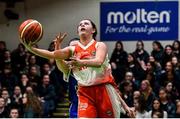 27 February 2020; Sarah Fleming of Scoil Chriost Rí, Portloise in action against Lara McNichols of Loreto Abbey Dalkey during the Basketball Ireland All-Ireland Schools U19A Girls League Final between Scoil Chríost Rí, Portlaoise and Loreto Dalkey at National Basketball Arena in Dublin. Photo by Eóin Noonan/Sportsfile