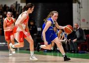 27 February 2020; Lucy McManus of Loreto Abbey Dalkey in action against Amy Byrne of Scoil Chriost Rí, Portloise during the Basketball Ireland All-Ireland Schools U19A Girls League Final between Scoil Chríost Rí, Portlaoise and Loreto Dalkey at National Basketball Arena in Dublin. Photo by Eóin Noonan/Sportsfile