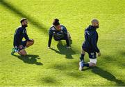 27 February 2020; Jamison Gibson-Park, left, Joe Tomane, centre, and Scott Fardy during a Leinster Rugby captain's run at the RDS Arena in Dublin. Photo by Seb Daly/Sportsfile