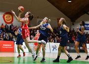 27 February 2020; Emma Tobin of Virginia College in action against Laura O'Sullivan of SMGS Blarney during the Basketball Ireland All-Ireland Schools U16A Girls League Final between SMGS Blarney and Virginia College, Cavan at National Basketball Arena in Dublin. Photo by Eóin Noonan/Sportsfile