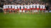 23 February 2020; The Tyrone team stand for Amhrán na bhFiann prior to the Allianz Football League Division 1 Round 4 match between Galway and Tyrone at Tuam Stadium in Tuam, Galway. Photo by David Fitzgerald/Sportsfile