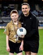 22 February 2020; Young referee Joe Hennelly with referee Maurice Deegan ahead of the Allianz Football League Division 1 Round 4 match between Dublin and Donegal at Croke Park in Dublin. Photo by Sam Barnes/Sportsfile