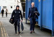 28 February 2020; James Lowe and Leinster head coach Leo Cullen arrive for the Guinness PRO14 Round 13 match between Leinster and Glasgow Warriors at the RDS Arena in Dublin. Photo by Diarmuid Greene/Sportsfile