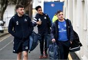 28 February 2020; Leinster players Hugo Keenan, Joe Tomane and Rowan Osborne arrive for the Guinness PRO14 Round 13 match between Leinster and Glasgow Warriors at the RDS Arena in Dublin. Photo by Diarmuid Greene/Sportsfile