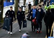 28 February 2020; Leinster players Max Deegan, Jimmy O'Brien, Will Connors, and Ryan Baird arrive for the Guinness PRO14 Round 13 match between Leinster and Glasgow Warriors at the RDS Arena in Dublin. Photo by Diarmuid Greene/Sportsfile