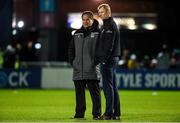 28 February 2020; Glasgow Warriors head coach Dave Rennie and Leinster head coach Leo Cullen in conversation prior to the Guinness PRO14 Round 13 match between Leinster and Glasgow Warriors at the RDS Arena in Dublin. Photo by Diarmuid Greene/Sportsfile