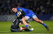 28 February 2020; James Lowe of Leinster is tackled by George Horne of Glasgow Warriors during the Guinness PRO14 Round 13 match between Leinster and Glasgow Warriors at the RDS Arena in Dublin. Photo by Ramsey Cardy/Sportsfile