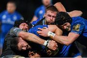 28 February 2020; Josh Murphy, supported by Leinster team-mate Ryan Baird, is tackled by Tim Swinson, left, and Matt Fagerson of Glasgow Warriors during the Guinness PRO14 Round 13 match between Leinster and Glasgow Warriors at the RDS Arena in Dublin. Photo by Ramsey Cardy/Sportsfile