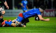 28 February 2020; Max Deegan of Leinster is tackled by Pete Horne of Glasgow Warriors during the Guinness PRO14 Round 13 match between Leinster and Glasgow Warriors at the RDS Arena in Dublin. Photo by Diarmuid Greene/Sportsfile