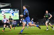 28 February 2020; James Lowe of Leinster on his way to scoring his side's third try during the Guinness PRO14 Round 13 match between Leinster and Glasgow Warriors at the RDS Arena in Dublin. Photo by Ramsey Cardy/Sportsfile