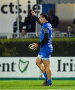 28 February 2020; James Lowe of Leinster celebrates after scoring his side's third try during the Guinness PRO14 Round 13 match between Leinster and Glasgow Warriors at the RDS Arena in Dublin. Photo by Diarmuid Greene/Sportsfile