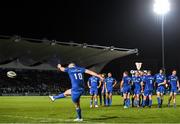 28 February 2020; Harry Byrne of Leinster kicks a conversion during the Guinness PRO14 Round 13 match between Leinster and Glasgow Warriors at the RDS Arena in Dublin. Photo by Ramsey Cardy/Sportsfile