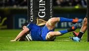 28 February 2020; Ryan Baird of Leinster scores his side's sixth try during the Guinness PRO14 Round 13 match between Leinster and Glasgow Warriors at the RDS Arena in Dublin. Photo by Diarmuid Greene/Sportsfile