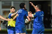 28 February 2020; Ryan Baird of Leinster is congratulated by team-mates after scoring his side's sixth try during the Guinness PRO14 Round 13 match between Leinster and Glasgow Warriors at the RDS Arena in Dublin. Photo by Diarmuid Greene/Sportsfile