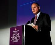 28 February 2020; Warren Deutrom, CEO of Cricket Ireland, speaking during the Turkish Airlines Irish Cricket Awards 2020 at The Marker Hotel in Dublin. Photo by Matt Browne/Sportsfile