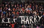28 February 2020; Supporters perform a minutes applause to acknowledge the passing of Dundalk supporter Harry Martin in the 56th minute of the SSE Airtricity League Premier Division match between Shamrock Rovers and Dundalk at Tallaght Stadium in Dublin. Photo by Ben McShane/Sportsfile