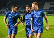 28 February 2020; Jimmy O’Brien, Jamison Gibson-Park and Ciarán Frawley of Leinster after the Guinness PRO14 Round 13 match between Leinster and Glasgow Warriors at the RDS Arena in Dublin. Photo by Diarmuid Greene/Sportsfile