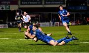 28 February 2020; Dave Kearney of Leinster scores the last try of the game after a loose pass from Glasgow Warriors during the Guinness PRO14 Round 13 match between Leinster and Glasgow Warriors at the RDS Arena in Dublin. Photo by Diarmuid Greene/Sportsfile