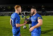 28 February 2020; Ciarán Frawley and Michael Milne of Leinster celebrate after the Guinness PRO14 Round 13 match between Leinster and Glasgow Warriors at the RDS Arena in Dublin. Photo by Diarmuid Greene/Sportsfile