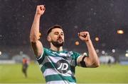 28 February 2020; Roberto Lopes of Shamrock Rovers celebrates following the SSE Airtricity League Premier Division match between Shamrock Rovers and Dundalk at Tallaght Stadium in Dublin. Photo by Ben McShane/Sportsfile