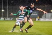 28 February 2020; Michael Duffy of Dundalk and Jack Byrne of Shamrock Rovers during the SSE Airtricity League Premier Division match between Shamrock Rovers and Dundalk at Tallaght Stadium in Dublin. Photo by Ben McShane/Sportsfile