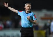 28 February 2020; Referee Derek Tomney during the SSE Airtricity League Premier Division match between Derry City and Bohemians at the Ryan McBride Brandywell Stadium in Derry. Photo by Oliver McVeigh/Sportsfile