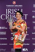 28 February 2020; Carrie Archer who was presented with the Toyota Super 3s Player of the Year award on behalf of Leah Paul, who could not attend, during the Turkish Airlines Irish Cricket Awards 2020 at The Marker Hotel in Dublin. Photo by Matt Browne/Sportsfile