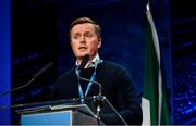 29 February 2020; David Hassan, Chairman of the Standing Committee on Playing Rules, speaking during the GAA Annual Congress 2020 at Croke Park in Dublin. Photo by Piaras Ó Mídheach/Sportsfile